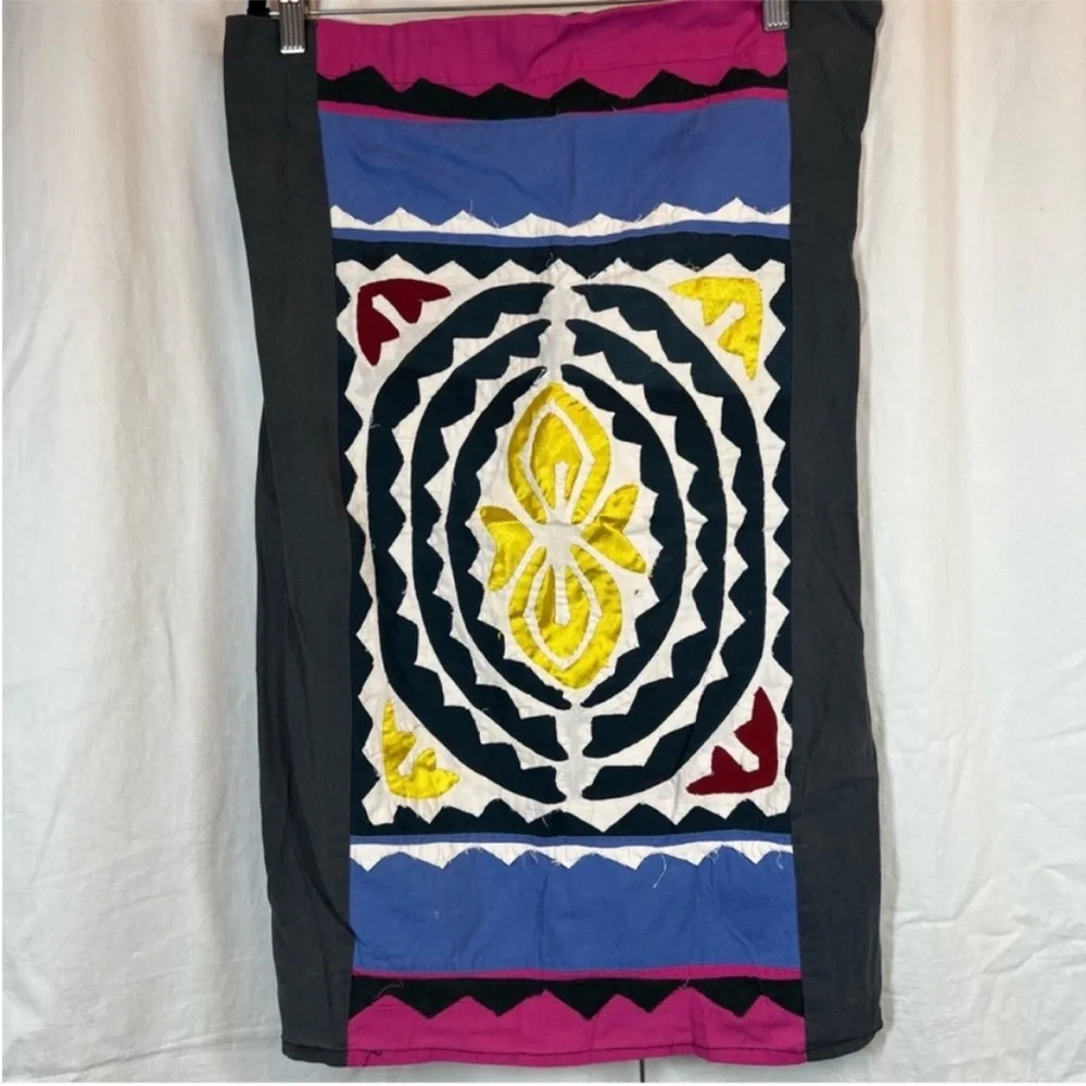 Set of 2 hand made ethnic style pillow cases abstract multicolor